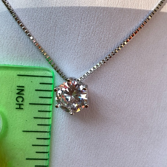 Sterling Silver 925 2 ct. Diamond  CZ Necklace - Picture 4 of 6